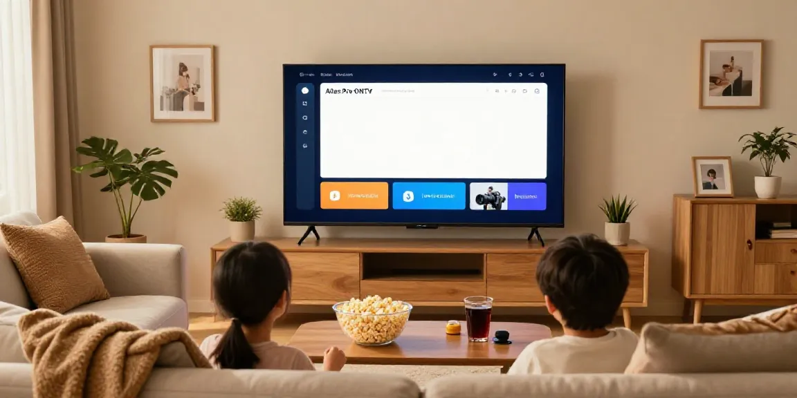 L'expérience de divertissement à domicile avec l'application atlas pro ONTV dans un salon chaleureux.