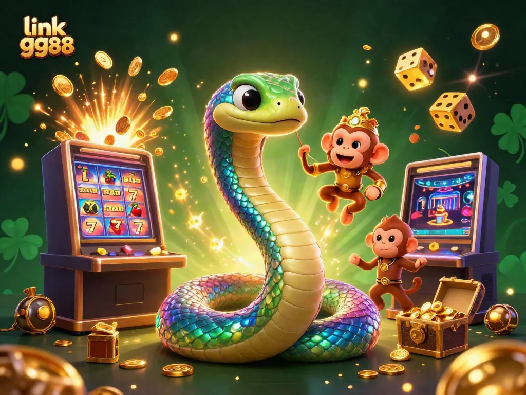 Spin the reels at link gg88 with vibrant characters and dynamic casino elements in a magical scene.